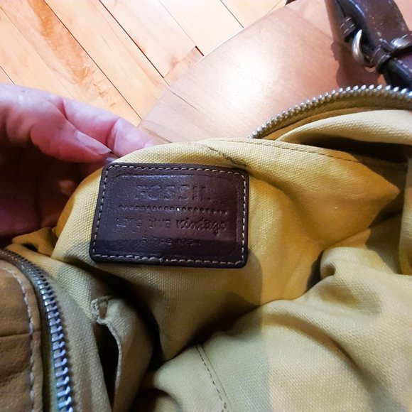 LONG LIVE VINTAGE Rustic FOSSIL rough Western ranch style raw leather bag - Picture 12 of 15